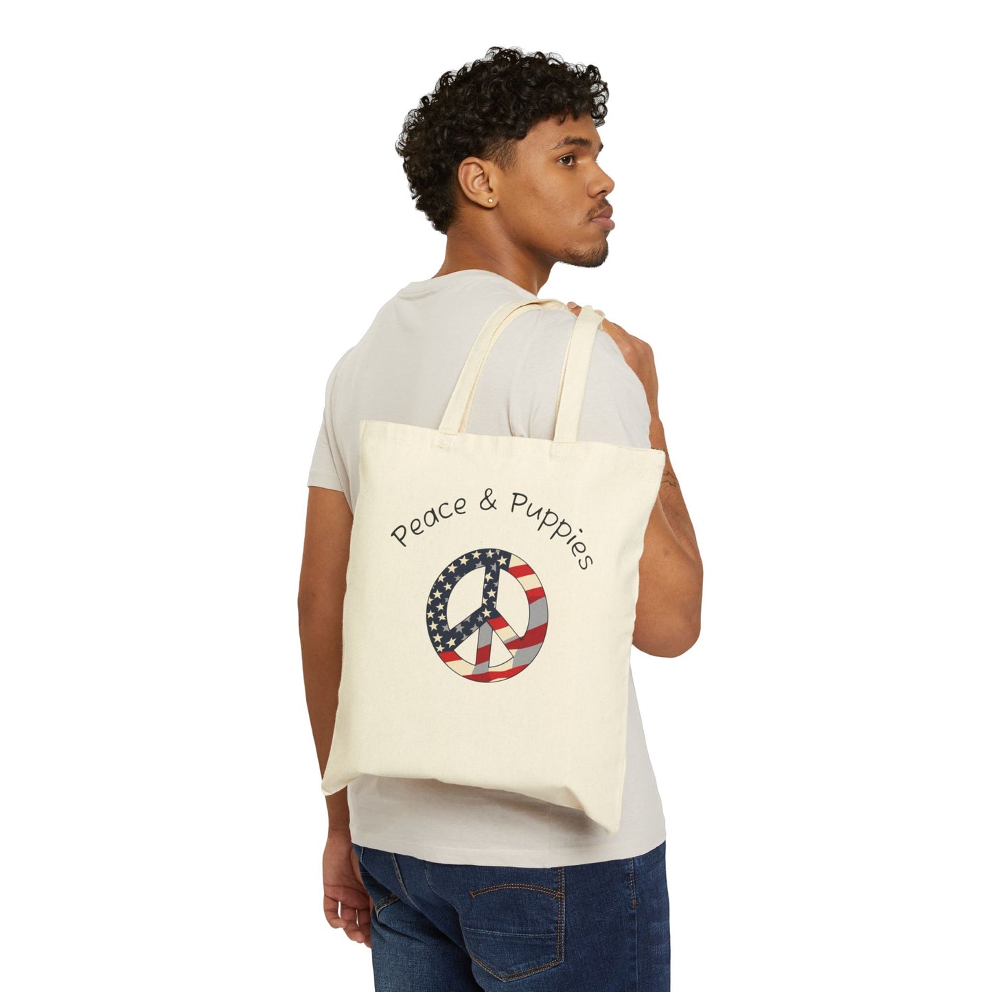 Peace & Puppies Tote Bag, Eco-Friendly - FREE SHIPPING