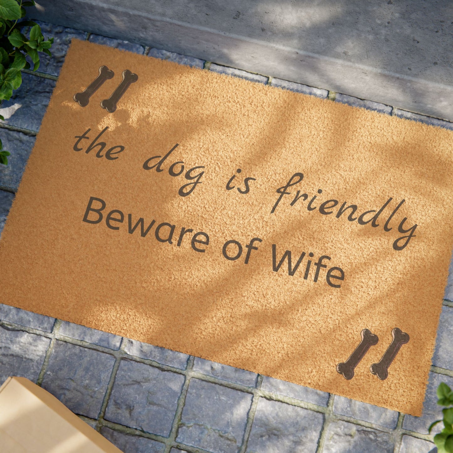 Funny Dog Doormat - 'The Dog is Friendly, Beware of Wife' - FREE SHIPPING