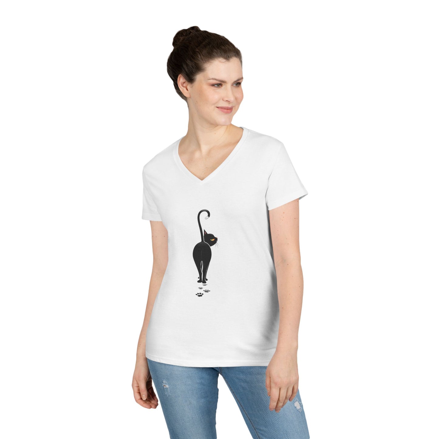 Black Cat V-Neck T-Shirt - FREE SHIPPING