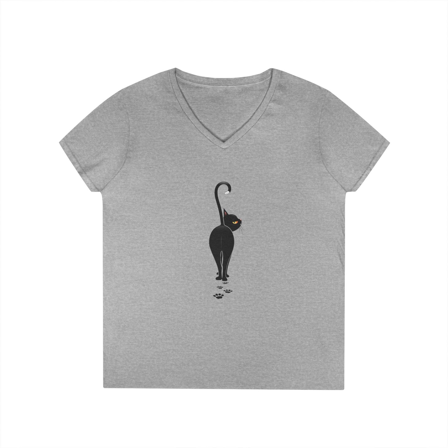 Black Cat V-Neck T-Shirt - FREE SHIPPING