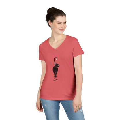 Black Cat V-Neck T-Shirt - FREE SHIPPING
