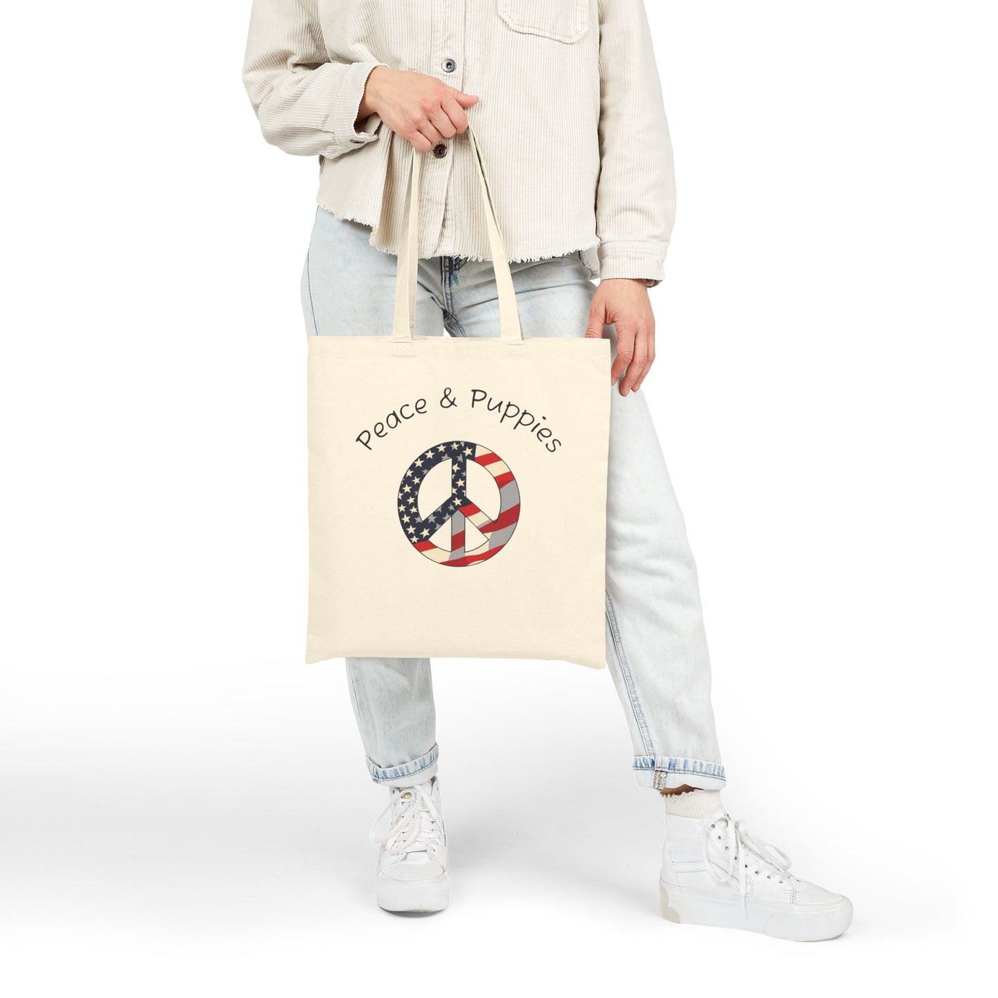 Peace & Puppies Tote Bag, Eco-Friendly - FREE SHIPPING