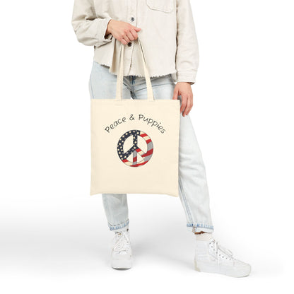 Peace & Puppies Tote Bag, Eco-Friendly - FREE SHIPPING