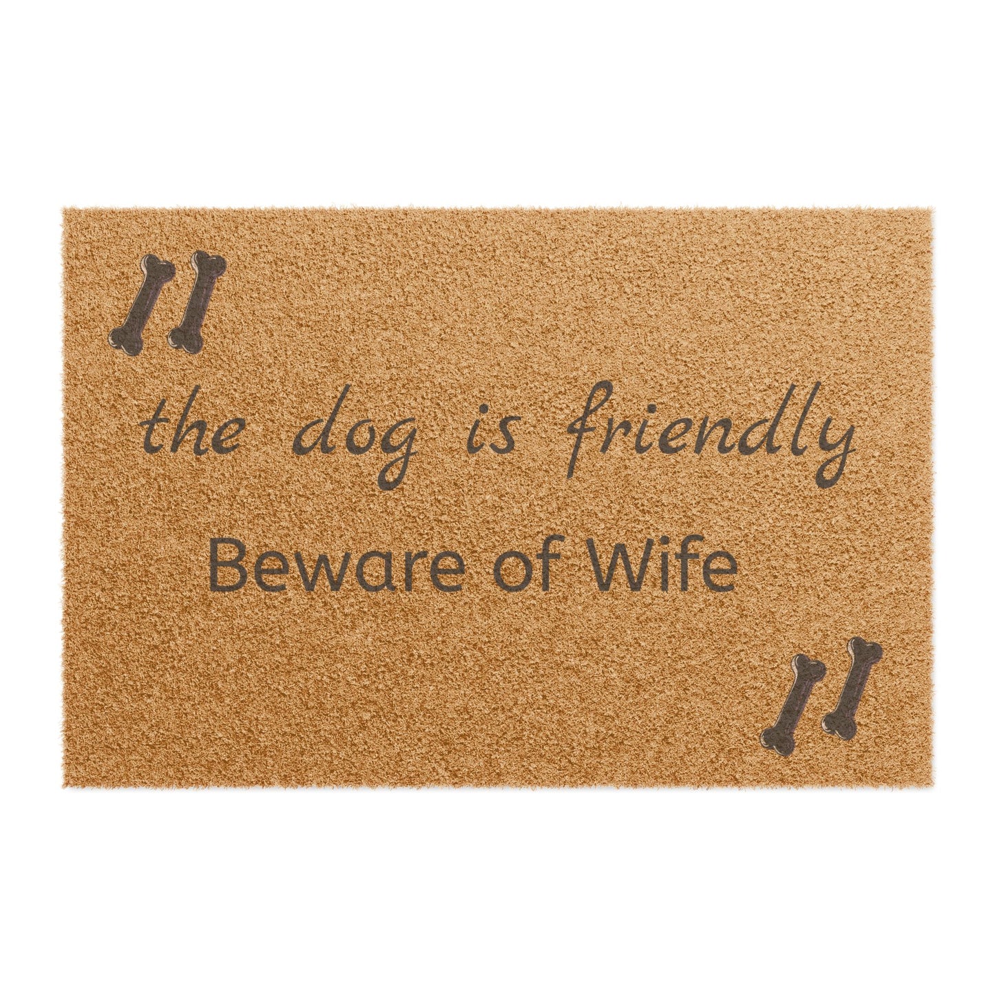 Funny Dog Doormat - 'The Dog is Friendly, Beware of Wife' - FREE SHIPPING