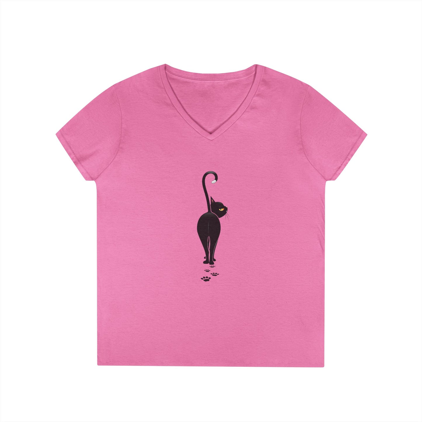Black Cat V-Neck T-Shirt - FREE SHIPPING