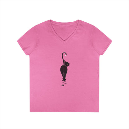 Black Cat V-Neck T-Shirt - FREE SHIPPING