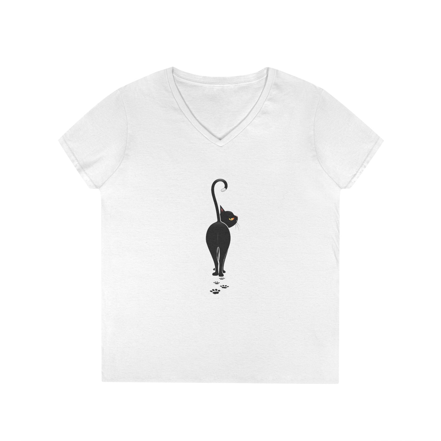 Black Cat V-Neck T-Shirt - FREE SHIPPING