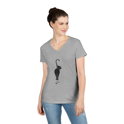Black Cat V-Neck T-Shirt - FREE SHIPPING