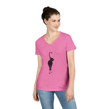 Black Cat V-Neck T-Shirt - FREE SHIPPING