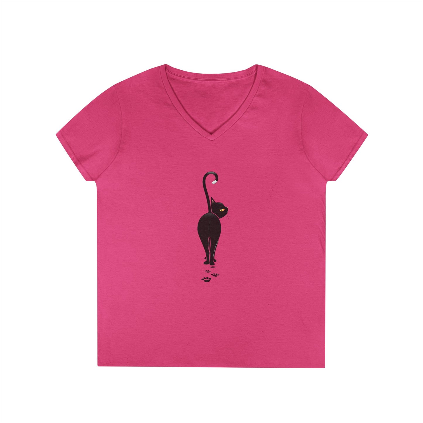 Black Cat V-Neck T-Shirt - FREE SHIPPING