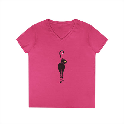 Black Cat V-Neck T-Shirt - FREE SHIPPING